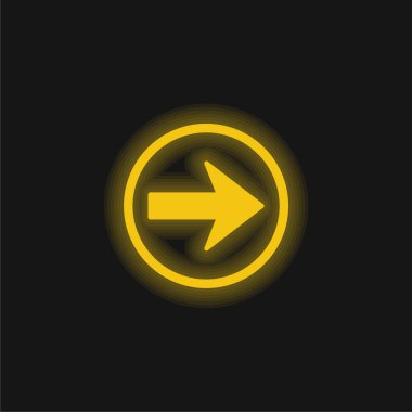 Sağ Seyrüsefer için ok Sarı parlak neon simgesi