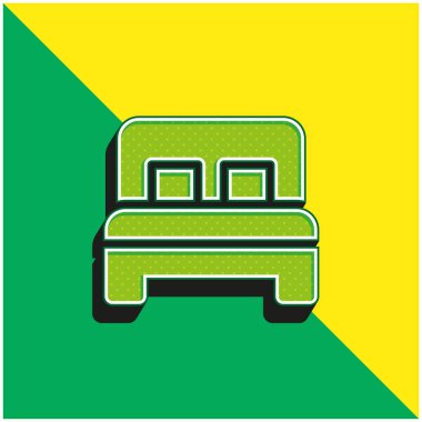 Yatak Yeşil ve Sarı Modern 3D vektör simgesi logosu