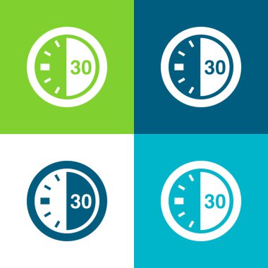 30 Seconds On A Timer Flat four color minimal icon set clipart