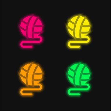 Dördüncü top parlayan neon vektör simgesi