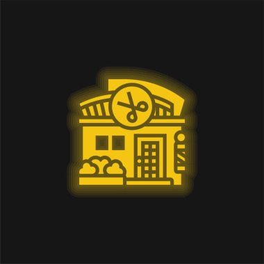 Berber Dükkanı sarı parlak neon ikonu