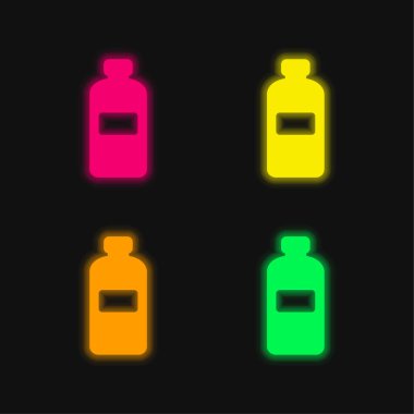 Dört renkli parlak neon vektör simgesi
