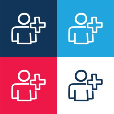 Kullanıcı El Taslağı Özeti Mavi ve kırmızı 4 renk minimal simgesi seti ekle