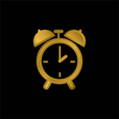 Yatak odası Dairesel Alarm Saati Aracı Altın kaplama metalik simge veya logo vektörü