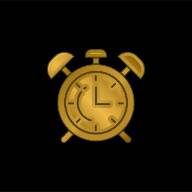 Alarm Saati altın kaplamalı metalik simge veya logo vektörü