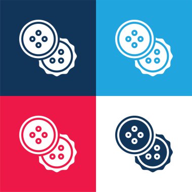 Mavi ve kırmızı dört renk minimal simge kümesi