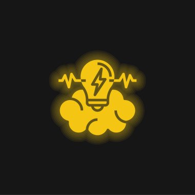 Brainstorm yellow glowing neon icon clipart