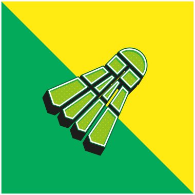 Badminton Yeşil ve Sarı 3D vektör simgesi logosu