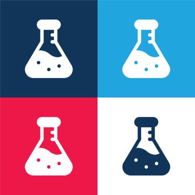 Beher mavi ve kırmızı dört renk minimal simge kümesi