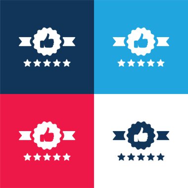 Rozet mavi ve kırmızı dört renk minimal simge kümesi