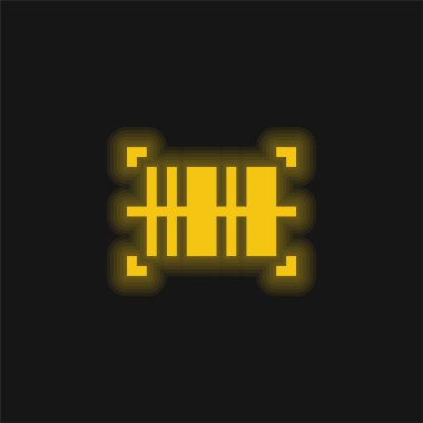 Bar Code yellow glowing neon icon clipart
