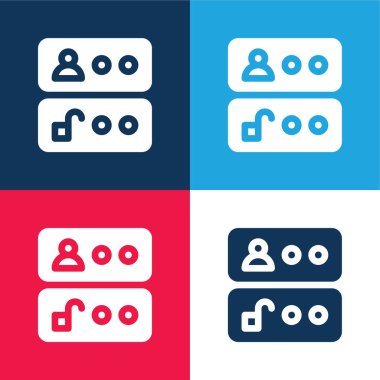 Erişim mavi ve kırmızı dört renk minimal simgesi seti