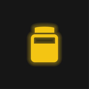 Kimyasal elementler şişesi. Sarı parlak neon ikon.