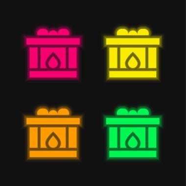 Kan bağışı dört renk parlayan neon vektör simgesi