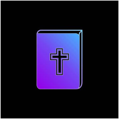 Bible With Cross Sign In Front blue gradient vector icon clipart
