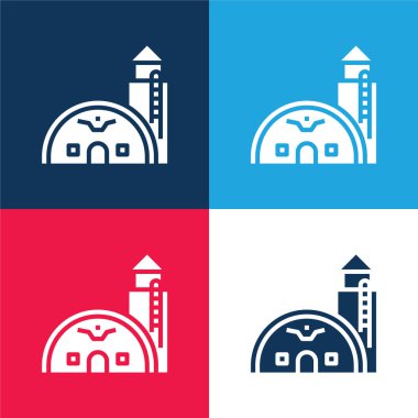 Base blue and red four color minimal icon set clipart