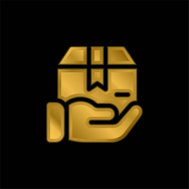 Kutu altın kaplama metalik simge veya logo vektörü