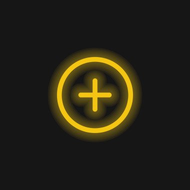 Dairesel Taslaklı Düğme Sarı Parlak Neon simgesi Ekle