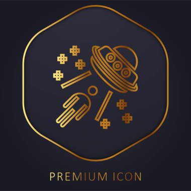 Alien golden line premium logo or icon clipart