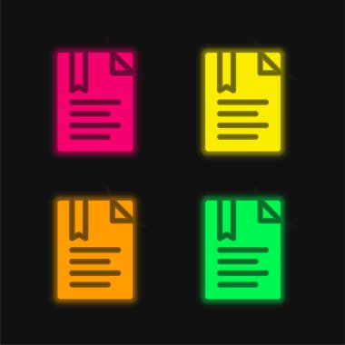 Yer imi dört renk parlayan neon vektör simgesi