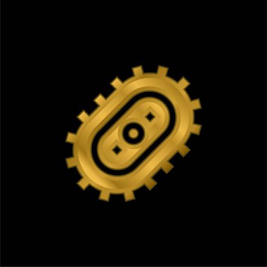 Bakteri altın kaplama metalik simge veya logo vektörü