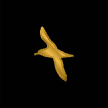 Albatros Kuş Şekli Altın kaplama metalik simge veya logo vektörü
