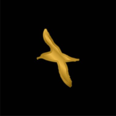 Albatross Bird Shape gold plated metalic icon or logo vector clipart