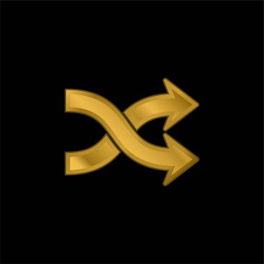 Arrow Shuffle gold plated metalic icon or logo vector clipart