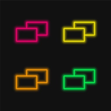 2 Squares four color glowing neon vector icon clipart