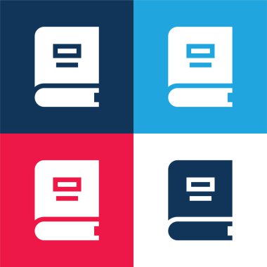 Kitap mavi ve kırmızı dört renk en küçük simge seti