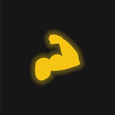 Sarı, parlak neon bir ikonun pazıları
