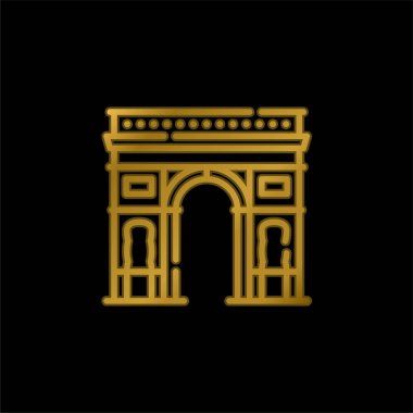 Triumph altın kaplama metalik simge veya logo vektörü kemeri