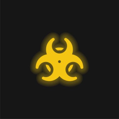 Biyolojik tehlike sarı parlayan neon simgesi