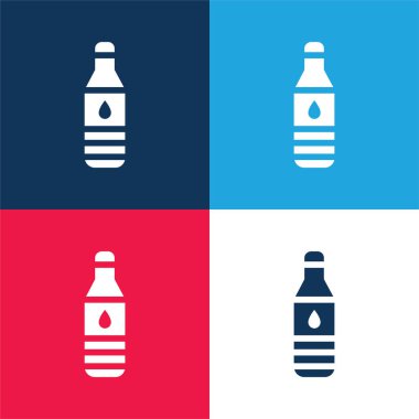 Şişe mavi ve kırmızı dört renk minimal simge kümesi