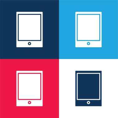 Büyük Ipad mavi ve kırmızı dört renk minimal simge kümesi