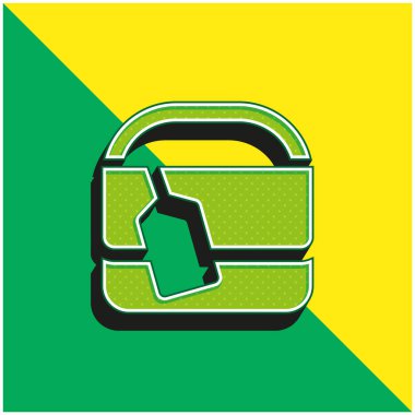 Etiketli Çanta Yeşil ve Sarı 3D vektör simgesi