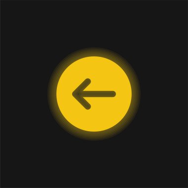 Back yellow glowing neon icon clipart