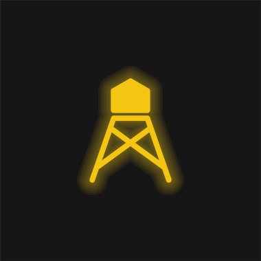 Büyük Su Tankı Sarı parlak neon simgesi