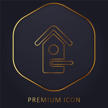 Bird House golden line premium logo or icon clipart