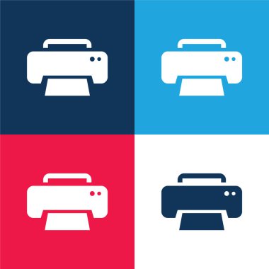 Siyah Yazdırma Arayüzü Sembolü Mavi ve Kırmızı Minimum Renk Simgesi