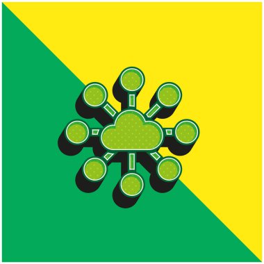 Büyük Veri Yeşili ve Sarı 3D vektör simgesi logosu