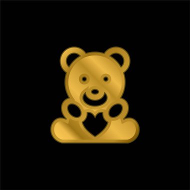 Kalp altın kaplama metal ikonu veya logo vektörü olan sakal