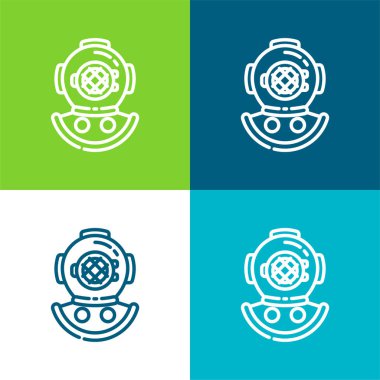 Aqualung Düz 4 renk en küçük simge kümesi