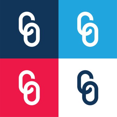 Big Chain blue and red four color minimal icon set clipart