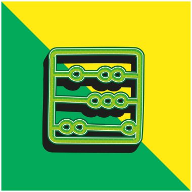 Abaküs El Çizim Aracı Yeşil ve Sarı 3D vektör simgesi logosu