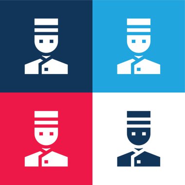 Belboy mavi ve kırmızı dört renk minimal simge kümesi