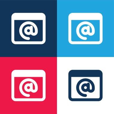 At Sign blue and red four color minimal icon set clipart