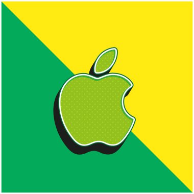 Apple Büyük Logosu Yeşil ve Sarı 3d vektör simgesi