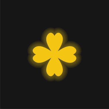 4 Yaprak Yoncusu sarı parlak neon simgesi