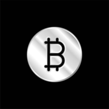 Bitcoin gümüş kaplama metalik simge